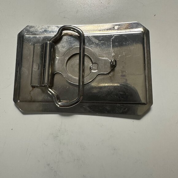 Vintage Unbranded Nickel Plated 3.25 x 2.5” Filigree Lightweight Belt Buckle - Picture 2 of 4